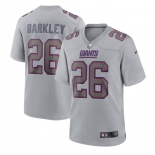 Men's New York Giants #26 Saquon Barkley Gray Atmosphere Fashion Stitched Game Jersey