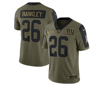 Men's New York Giants #26 Saquon Barkley Nike Olive 2021 Salute To Service Limited Player Jersey