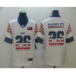 Men's New York Giants #26 Saquon Barkley White Independence Day Stars Stripes Jersey