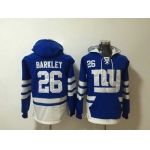 New York Giants #26 Saquon Barkley Royal Blue Stitched Pullover Hoodie