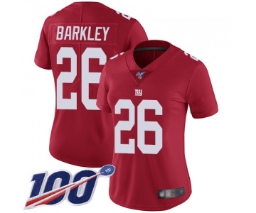 Nike Giants #26 Saquon Barkley Red Alternate Women's Stitched NFL 100th Season Vapor Limited Jersey