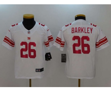 Nike Giants #26 Saquon Barkley White Youth 2018 NFL Draft Pick Limited Jersey