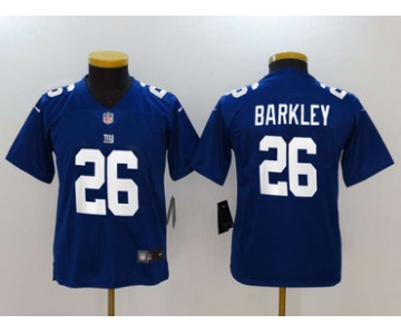 Nike New York Giants #26 Saquon Barkley Royal Youth 2018 NFL Draft Pick Limited Jersey