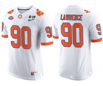 Men's Clemson Tigers #90 Dexter Lawrence White 2017 Championship Game Patch Stitched CFP Nike Limited Jersey