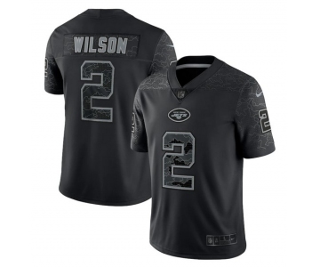 Men's New York Jets #2 Zach Wilson Black Reflective Limited Stitched Jersey