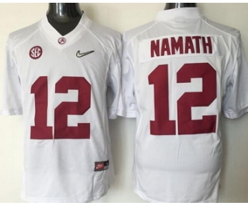 Men's Alabama Crimson Tide #12 Joe Namath White 2016 Playoff Diamond Quest College Football Nike Limited Jersey