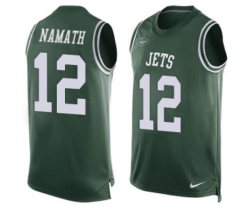 Men's New York Jets #12 Joe Namath Green Hot Pressing Player Name & Number Nike NFL Tank Top Jersey