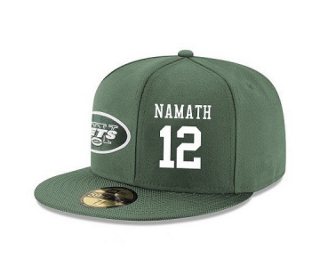 New York Jets #12 Joe Namath Snapback Cap NFL Player Green with White Number Stitched Hat