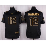 Nike Jets #12 Joe Namath Black Men's Stitched NFL Elite Pro Line Gold Collection Jersey