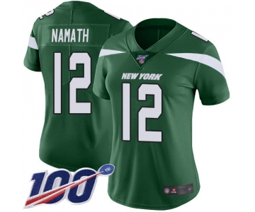 Nike Jets #12 Joe Namath Green Team Color Women's Stitched NFL 100th Season Vapor Limited Jersey