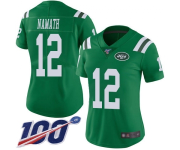 Nike Jets #12 Joe Namath Green Women's Stitched NFL Limited Rush 100th Season Jersey