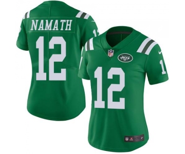 Nike Jets #12 Joe Namath Green Women's Stitched NFL Limited Rush Jersey