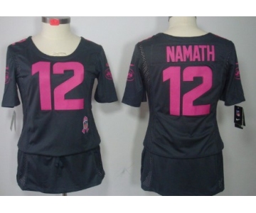 Nike New York Jets #12 Joe Namath Breast Cancer Awareness Gray Womens Jersey