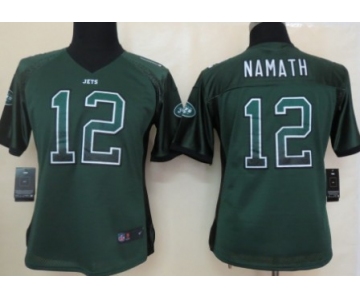 Nike New York Jets #12 Joe Namath Drift Fashion Green Womens Jersey