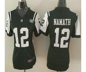 Nike New York Jets #12 Joe Namath Green Game Womens Jersey