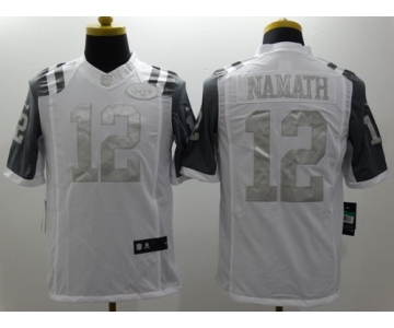 Nike New York Jets #12 Joe Namath Platinum White Limited Jersey