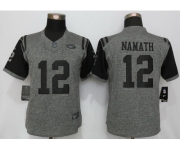 Women's New York Jets #12 Joe Namath Retired Gray Gridiron Stitched NFL Nike Limited Jersey