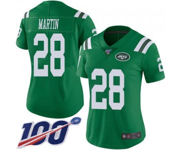 Nike Jets #28 Curtis Martin Green Women's Stitched NFL Limited Rush 100th Season Jersey