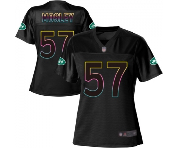 Jets #57 C.J. Mosley Black Women's Football Fashion Game Jersey