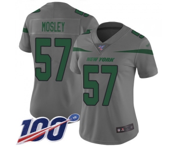 Nike Jets #57 C.J. Mosley Gray Women's Stitched NFL Limited Inverted Legend 100th Season Jersey