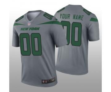 Men's New York Jets Custom Gray Inverted Legend Jersey