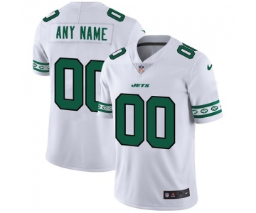 Men's New York Jets Custom Nike White Team Logo Vapor Limited NFL Jersey