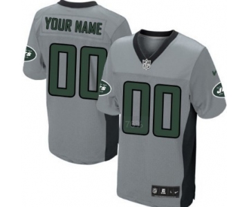 Men's Nike New York Jets Customized Gray Shadow Elite Jersey