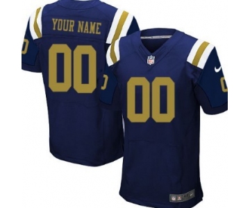 Men's Nike New York Jets Customized Navy Blue Elite Jersey