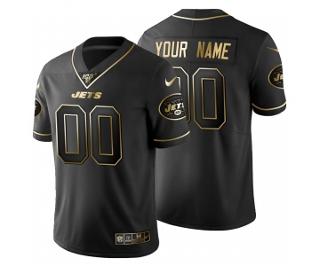 New York Jets Custom Men's Nike Black Golden Limited NFL 100 Jersey