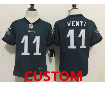 Custom Toddler Philadelphia Eagles Green Team Color Stitched NFL Nike Game Jersey