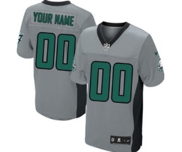 Men's Nike Philadelphia Eagles Customized Gray Shadow Elite Jersey