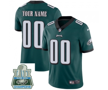 Nike Limited Men's Home Midnight Green Super Bowl LII Champions Jersey - Customized NFL Philadelphia Eagles Vapor Untouchable