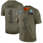Men's Womens Youth Kids Philadelphia Eagles #1 Jalen Hurts Camo Super Bowl LVII Patch Stitched Limited 2019 Salute To Service Jersey