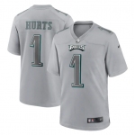 Men's Womens Youth Kids Philadelphia Eagles #1 Jalen Hurts Gray Atmosphere Fashion Stitched Game Jersey