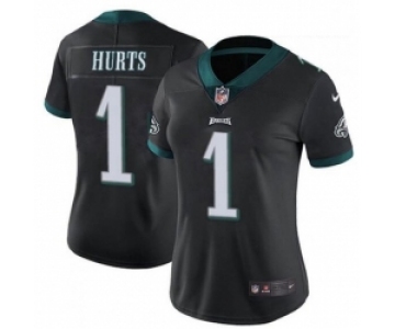 Women Philadelphia Eagles #1 Jalen Hurts Limited Black Vapor Untouchable NFL Jersey