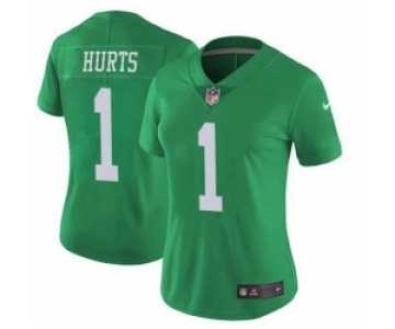 Women Philadelphia Eagles #1 Jalen Hurts Limited Green Vapor Untouchable NFL Nike Jersey