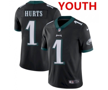 Youth Philadelphia Eagles #1 Jalen Hurts Black Vapor Untouchable Limited Stitched Jersey