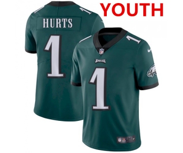 Youth Philadelphia Eagles #1 Jalen Hurts Green Vapor Untouchable Limited Stitched Jersey