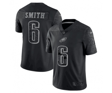 Men's Philadelphia Eagles #6 DeVonta Smith Black Reflective Limited Stitched Football Jersey