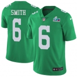 Men's Womens Youth Kids Philadelphia Eagles #6 DeVonta Smith Green Super Bowl LVII Patch Stitched Limited Rush Jersey