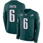 Men's Womens Youth Kids Philadelphia Eagles #6 DeVonta Smith Green Team Color Super Bowl LVII Patch Stitched Limited Therma Long Sleeve Jersey