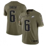 Men's Womens Youth Kids Philadelphia Eagles #6 DeVonta Smith Olive 2022 Salute To Service Limited Stitched Jersey