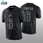 Men's Womens Youth Kids Philadelphia Eagles #6 DeVonta Smith Super Bowl LVII Patch Black RFLCTV Limited Jersey