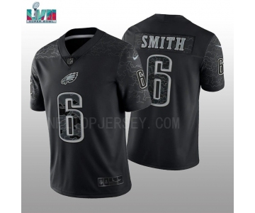 Men's Womens Youth Kids Philadelphia Eagles #6 DeVonta Smith Super Bowl LVII Patch Black RFLCTV Limited Jersey