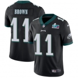 Men's Womens Youth Kids Philadelphia Eagles #11 A.J. Brown Black Alternate Super Bowl LVII Patch Stitched Vapor Untouchable Limited Jersey