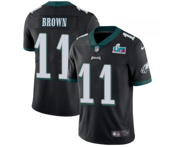 Men's Womens Youth Kids Philadelphia Eagles #11 A.J. Brown Black Alternate Super Bowl LVII Patch Stitched Vapor Untouchable Limited Jersey