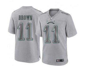 Men's Womens Youth Kids Philadelphia Eagles #11 A.J. Brown Gray Atmosphere Fashion Stitched Game Jersey