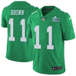 Men's Womens Youth Kids Philadelphia Eagles #11 A.J. Brown Green Super Bowl LVII Patch Stitched Limited Rush Jersey