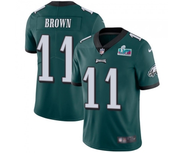 Men's Womens Youth Kids Philadelphia Eagles #11 A.J. Brown Green Team Color Super Bowl LVII Patch Stitched Vapor Untouchable Limited Jersey