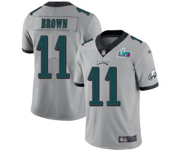 Men's Womens Youth Kids Philadelphia Eagles #11 A.J. Brown Silver Super Bowl LVII Patch Stitched Limited Inverted Legend Jersey